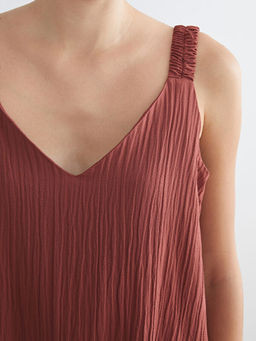 V Yaka Dokulu Elbise