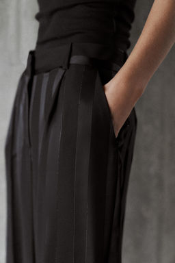 METALLIC THREAD STRIPED JACQUARD TROUSERS - Zara фото 3