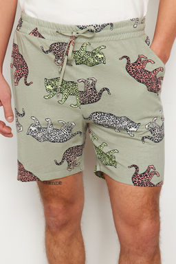 TRENDYOL MAN Ekru Regular Fit Hayvan Desenli Couple/Cift Orme Sortlu Pijama Tak?m? TMNSS24PT00015 - Trendyolmilla фото 5