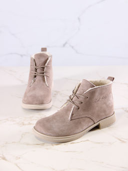Ботинки 308.патрицияka.Капучино замша R/шерсть