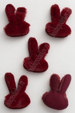 Патч меховой "Зайка" 4,2*6 см (10 шт) SF-3164, бордовый