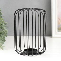 Металлический подсвечник на 1 свечу «Лофт. Прутья», чёрный, 20×13×13 см