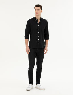 Siyah Slim Fit Uzun Kollu G_mlek