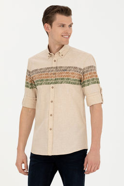 Мужская бежевая рубашка с длинным рукавом - U.s. polo assn фото 15