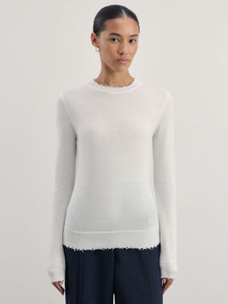 Джемпер с необработанным краем из шерсти / Zarina  фото 3