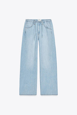 DRAWSTRING LOOSE-FITTING DENIM TROUSERS - Zara фото 6