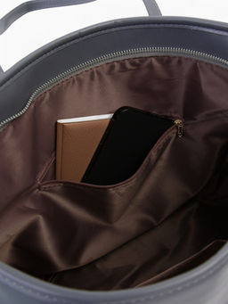 Сумка-шопер женская на молнии, размер 30.5×12×27 см, однотонная, серая