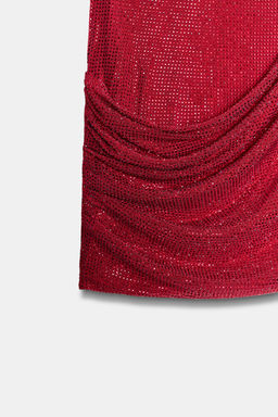 RHINESTONE DRAPED MINI SKIRT - Zara фото 9