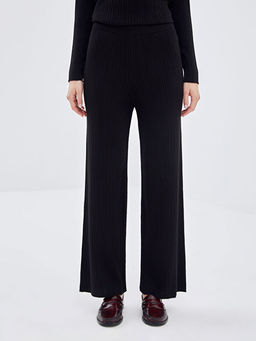 Kad?n Beli Lastikli D?z Triko Pantolon