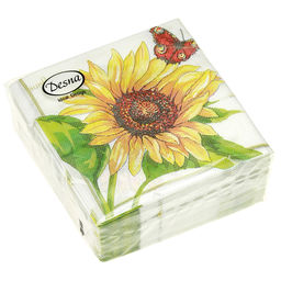 Салфетки бумажные Desna Design 24х24см, 1 слойные, 40 штук в упаковке, 100% целлюлоза, Подсолнух (Россия) - Bouquet фото 2