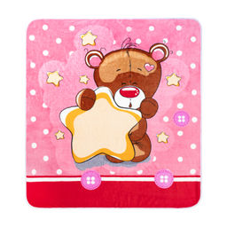 Одеяло детское розовое мишка со звездой