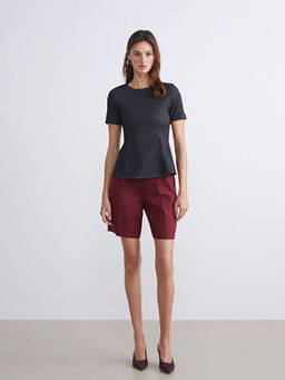 Bisiklet Yaka Peplum Jean Bluz