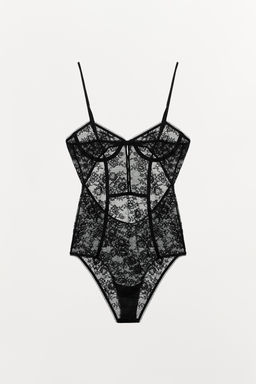 LACE BODYSUIT WITH BUTTONS - Zara фото 4