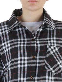 C503 BLACK/WHITE Рубашка женская оверсайз (95% хлопок, 5% спандекс)