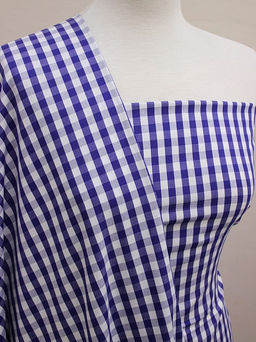 Перкаль пестротканый блузочно-сорочеч. Средняя сине-белая клетка, ВИД2, ш.1.53м, хл-100% - Купава фото 3