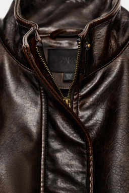 LEATHER EFFECT JACKET WITH STRAPS - Zara фото 7