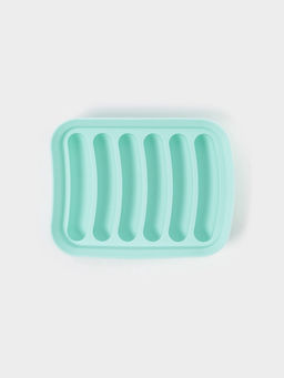 Форма для выпечки и приготовления сосисок Доляна, 6 ячеек, с крышкой, 17.5×13.5.2.8 см, силикон, бирюзовый