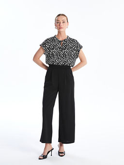 Kad?n Beli Lastikli D?z Pantolon