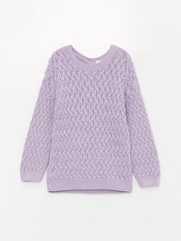 Bisiklet Yaka Kendinden Desenli K?z Bebek Triko Kazak