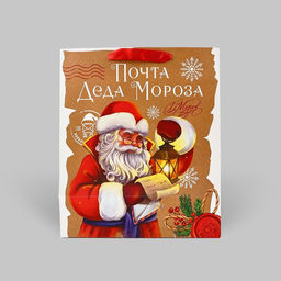 Пакет подарочный новогодний ламинированный Почта Деда Мороза, ML 23?27?11.5 см