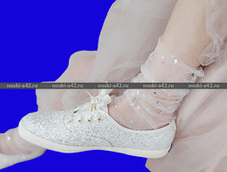 Цена за 6 пар. Зувей носки женские капрон высокие с ПАЙЕТКАМИ 36-40 ЧЕРНЫЕ