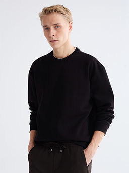 Bisiklet Yaka Erkek Kal?n Sweatshirt