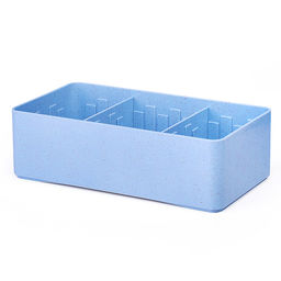 Контейнер-органайзер пластиковый "Marandi" 19,5x10x6 см, толщина 2,5 мм, волокна пшеничной соломы и полипропилен, биоразлагаемый пластик, регулируемые отделения, 2 передвижных разделителя, голубой