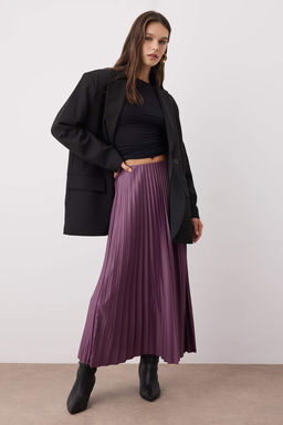 Mor A Kesim/Can Form Piliseli Maxi Esnek Orme Etek TWOSS24ET00041