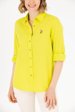 Женская неоново-зеленая рубашка с длинным рукавом, базовая - U.s. polo assn фото 6