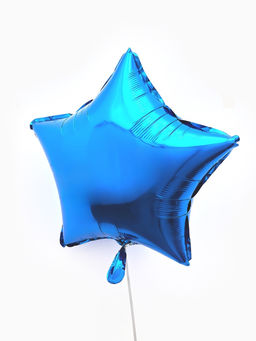 Цена за 2 шт. Воздушные шары фольгированные 18" "Звезда" цвет синий, набор 5 штук