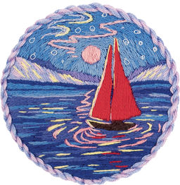 Набор для вышивания PANNA Живая картина JK-2207 Брошь. Парусник под луной 5.5 х 5.5 см