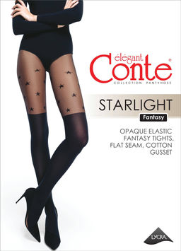 Колготки фантазийные CONTE Колготки c имитацией гольфинов и рисунком звезды STARLIGHT nero