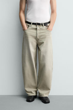 JEANS LOOSE FIT CONTRASTE / Gris / Beige - Zara фото 2