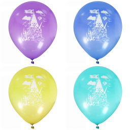 Цена за 4 шт. Воздушные шары 5 шт, 10"/25см "Пиратский корабль", (микс)