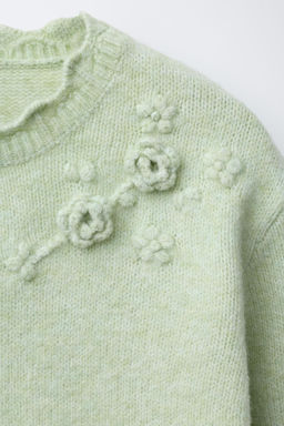 FLORAL CROCHET KNIT SWEATER - Zara фото 3