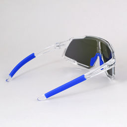 Очки спортивные солнцезащитные ESLNF. ударопрочные. Линза: HD POLARIZED-Зеркальная. Silicone переносица и боковые душки. Прозрачный-Синий /уп 50/ - ГалеонТрейд фото 5