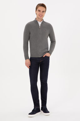 Erkek Slim Fit Gri Melanj Basic Triko H_rka - U.s. polo assn фото 4
