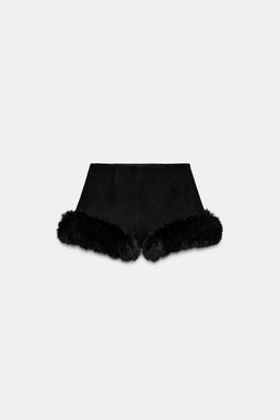 WOOL BLEND SHORTS WITH FAUX FUR - Zara фото 3