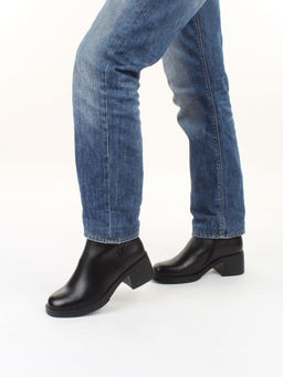 01-M43-5 BLACK Ботинки демисезонные женские (натуральная кожа, байка)