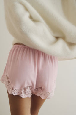 Pantal?n corto de pijama con ribete de encaje - H&m фото 3
