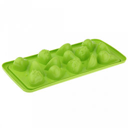 Форма для льда пластмассовая (мармелада) "Фрукты - 14 штук" 25х11см h3см, цвета в ассортименте: белый, светло-розовый, сиреневый, голубой, в п/эт пакете (Китай)