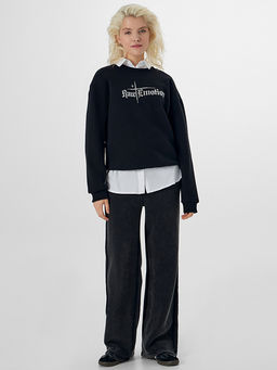 Теплый свитшот женский черный с начесом