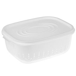 Лоток пластмассовый с решетчатой вставкой (дуршлаг) для мытья и хранения овощей, фруктов и ягод, 1,4л 18х14см h8см, с крышкой, цвета в ассортименте: белый; коралловый; зеленый, в п/эт пакете (Китай) - Домашняя мода фото 3