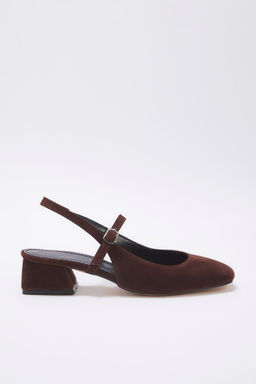 Trendyol Shoes Koyu Kahverengi Suet Mary Jane Blok Topuklu Sandalet TAKSS25TO00075 - Trendyolmilla фото 10