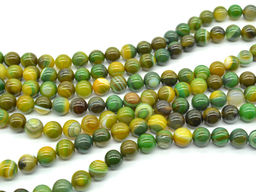 Бусины из агата тонированного шарик 10мм цв.желто-зеленый, 38см, 38 бусин Радуга камня