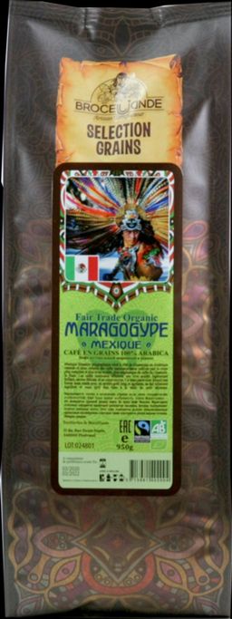 CAFE DE BROCELIANDE. Maragogype Mexique (зерновой) 950 гр. мягкая упаковка ФРАНЦИЯ