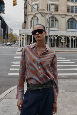 OVERSIZE STRIPED POPLIN SHIRT