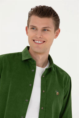 U. S. Polo Assn / Мужская зеленая рубашка с длинным рукавом - U.s. polo assn фото 2