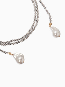 Бусы бисерные с подвесами жемчуг «Нить стекла», L=120 см, №2, серые