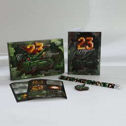 Подарочный набор С 23 февраля: блокнот А6 32 листа, значок, наклейки 12 шт., карандаши 2 шт.